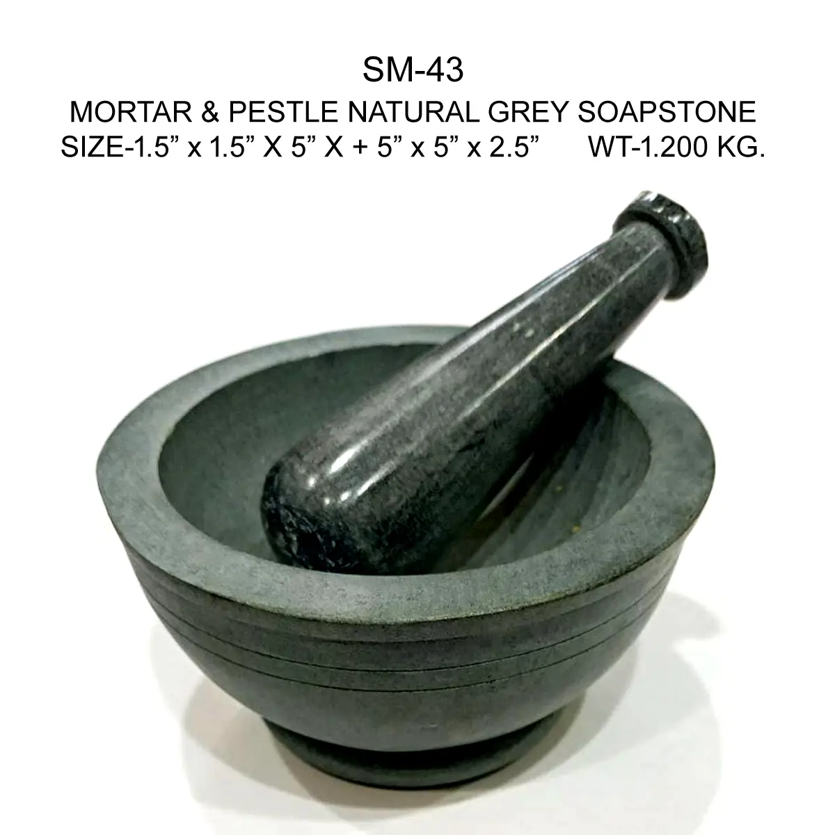 MORTAR & PESTLE NATURAL GREY SOAPSTONE